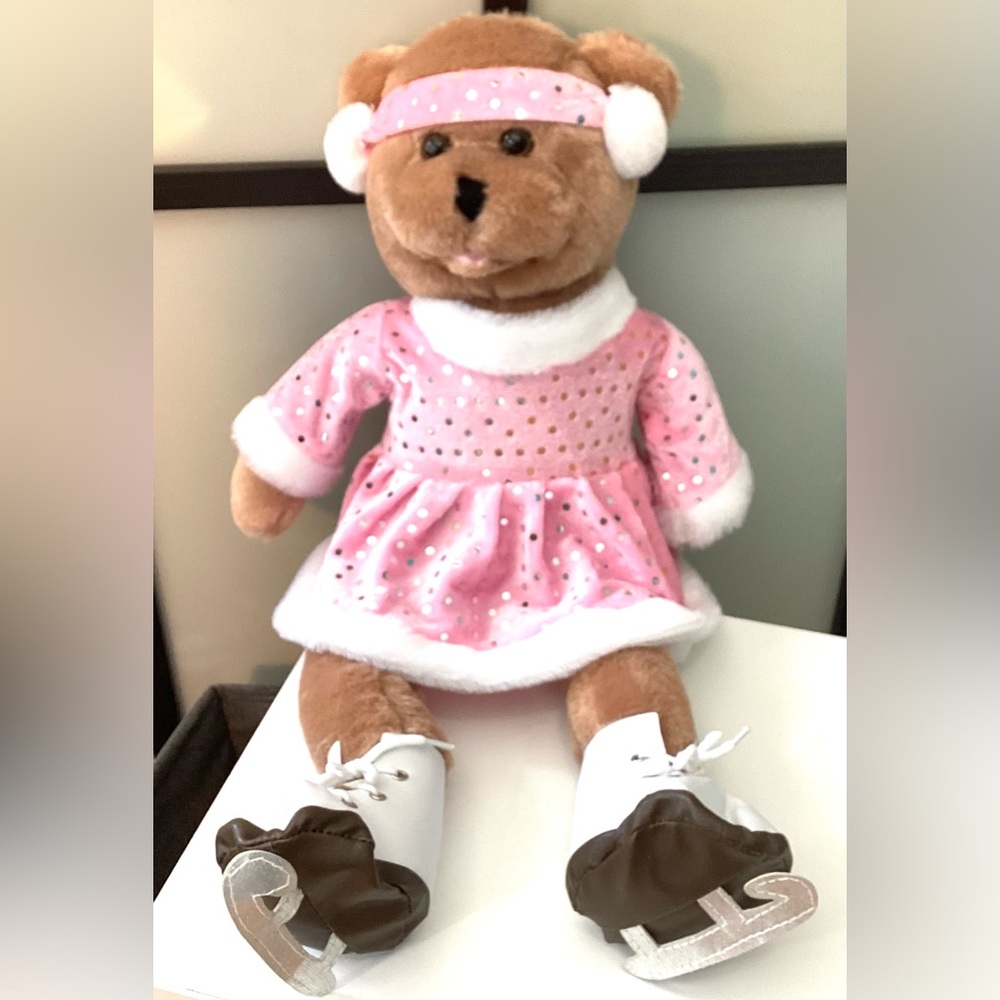 Chantilly Lane Musicals Crystal ice skater bear 19”